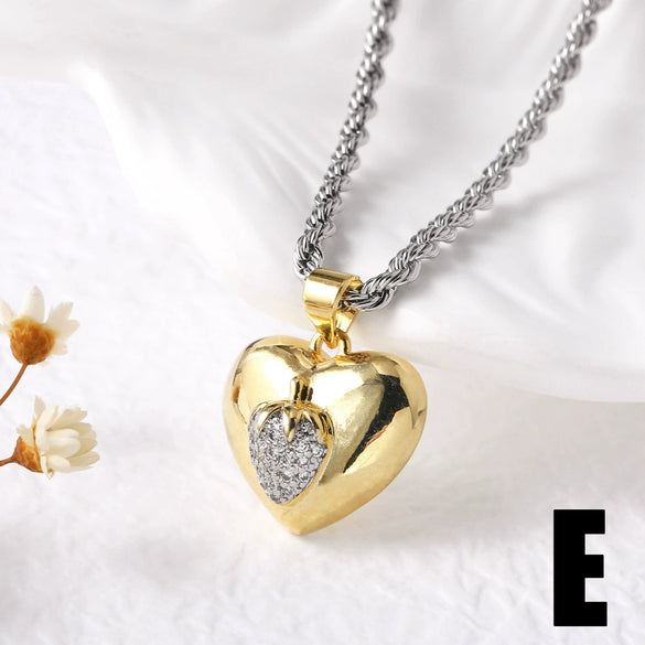 Wholesale Jewelry Copper Heartshaped Electroplated Necklace With O Word Chain