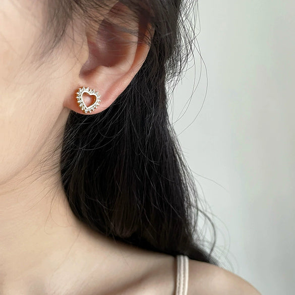 Wholesale Jewelry Copper Heartshaped Geometric Polish Earrings For Women