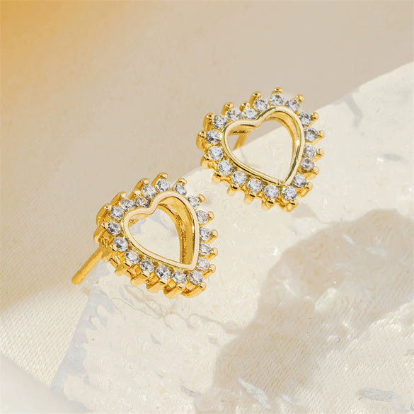 Wholesale Jewelry Copper Heartshaped Geometric Polish Earrings For Women