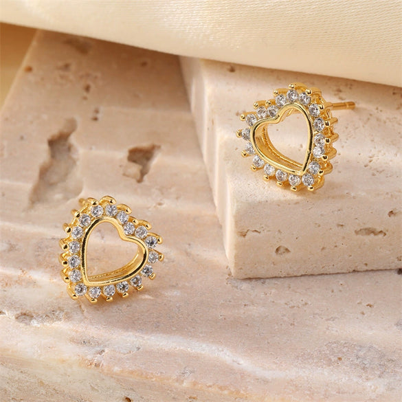 Wholesale Jewelry Copper Heartshaped Geometric Polish Earrings For Women