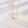 Wholesale Jewelry Copper Heartshaped Geometric Zircon Electroplated Necklace