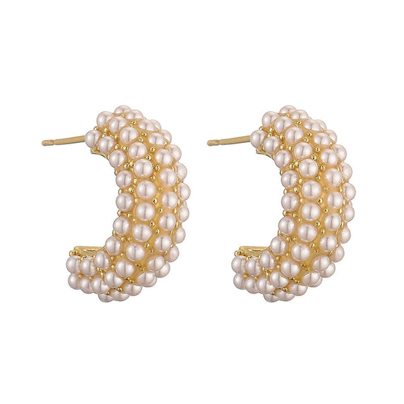 Wholesale Jewelry Copper Inlaid Pearl Geometric Cshaped Dropshaped Women's Ear Studs