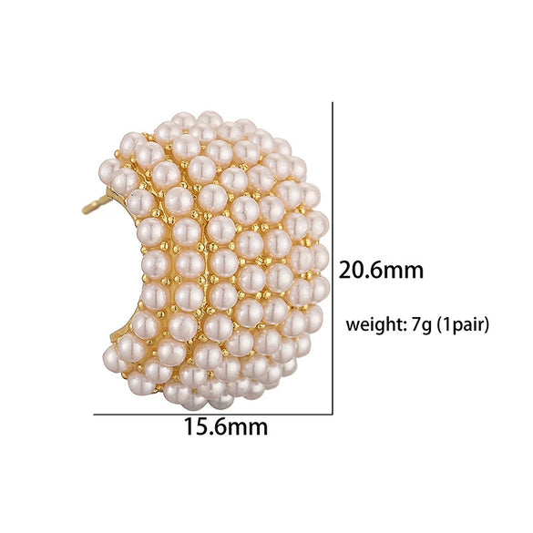 Wholesale Jewelry Copper Inlaid Pearl Geometric Cshaped Dropshaped Women's Ear Studs