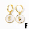 Wholesale Jewelry Copper Inlaid Shell Geometric Pendant Earrings With Electroplating For Women