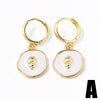 Wholesale Jewelry Copper Inlaid Shell Geometric Pendant Earrings With Electroplating For Women