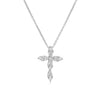 Wholesale Jewelry Copper Inlaid Water Drop Colored Diamond Cross Pendant Necklace Geometric Style For Women