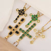 Wholesale Jewelry Copper Inlaid Zircon Cross Pendant Necklace Fashion Geometric Style Handmade