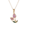 Wholesale Jewelry Copper Inlaid Zircon Electroplated Real Gold Flower Pendant Titanium Steel Chain Women's Necklace