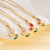 Wholesale Jewelry Copper Inlaid Zircon Electroplated Real Gold Flower Pendant Titanium Steel Chain Women's Necklace