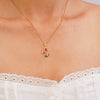 Wholesale Jewelry Copper Inlaid Zircon Electroplated Real Gold Flower Pendant Titanium Steel Chain Women's Necklace
