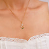 Wholesale Jewelry Copper Inlaid Zircon Electroplated Real Gold Flower Pendant Titanium Steel Chain Women's Necklace