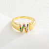 Wholesale Jewelry Copper Inlaid Zircon Fashion Open Ring With Letter Pattern