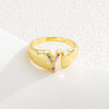 Wholesale Jewelry Copper Inlaid Zircon Fashion Open Ring With Letter Pattern