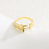 Wholesale Jewelry Copper Inlaid Zircon Fashion Open Ring With Letter Pattern