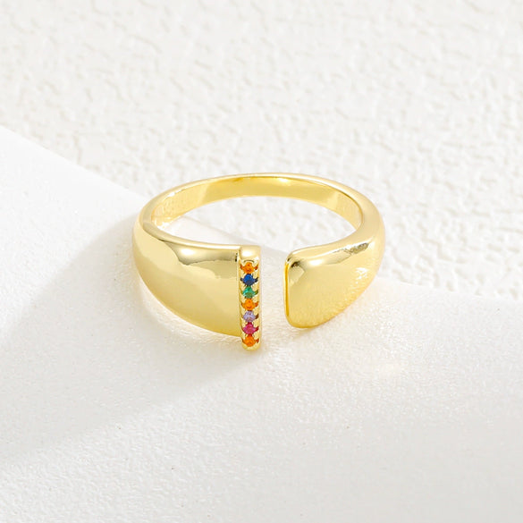 Wholesale Jewelry Copper Inlaid Zircon Fashion Open Ring With Letter Pattern