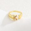Wholesale Jewelry Copper Inlaid Zircon Fashion Open Ring With Letter Pattern