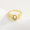 Wholesale Jewelry Copper Inlaid Zircon Fashion Open Ring With Letter Pattern