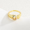 Wholesale Jewelry Copper Inlaid Zircon Fashion Open Ring With Letter Pattern