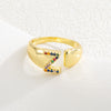 Wholesale Jewelry Copper Inlaid Zircon Fashion Open Ring With Letter Pattern