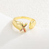 Wholesale Jewelry Copper Inlaid Zircon Fashion Open Ring With Letter Pattern