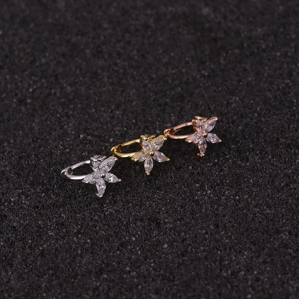 Wholesale Jewelry Copper Inlaid Zircon Flower Mini Cartilage Ear Buckle For Women