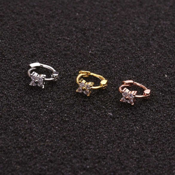 Wholesale Jewelry Copper Inlaid Zircon Flowers Women's Cartilage Earrings