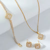 Wholesale Jewelry Copper Inlaid Zircon Fourleaf Clover Plants Flowers Style Electroplating Women's Jewelry Set