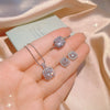Wholesale Jewelry Copper Inlaid Zircon Geometric Quadrilateral Women's Threepiece Set With Box Chain