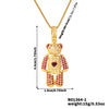 Wholesale Jewelry Copper Inlaid Zircon Heart Bear Pendant Electroplated Necklace With Animal Pattern