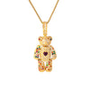 Wholesale Jewelry Copper Inlaid Zircon Heart Bear Pendant Electroplated Necklace With Animal Pattern