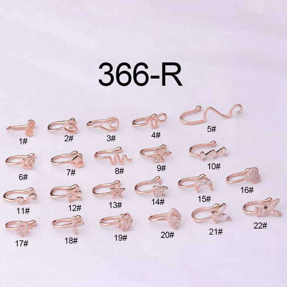 Wholesale Jewelry Copper Inlaid Zircon Heart Shaped Electroplated Women's Fake Nose Ring