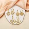 Wholesale Jewelry Copper Inlaid Zircon 18K Gold Plated Love Heart Pendant Earrings For Women Minimalist And Geometric Style