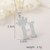 Wholesale Jewelry Copper Inlaid Zircon Letter Crown Hiphop Necklace