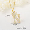 Wholesale Jewelry Copper Inlaid Zircon Letter Crown Hiphop Necklace