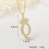 Wholesale Jewelry Copper Inlaid Zircon Letter Crown Hiphop Necklace