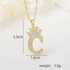 Wholesale Jewelry Copper Inlaid Zircon Letter Crown Hiphop Necklace
