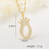 Wholesale Jewelry Copper Inlaid Zircon Letter Crown Hiphop Necklace