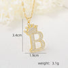 Wholesale Jewelry Copper Inlaid Zircon Letter Crown Hiphop Necklace