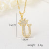 Wholesale Jewelry Copper Inlaid Zircon Letter Crown Hiphop Necklace
