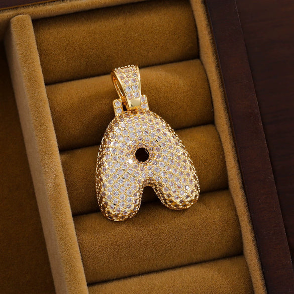 Wholesale Jewelry Copper Inlaid Zircon Letter Hiphop Necklace Pendant