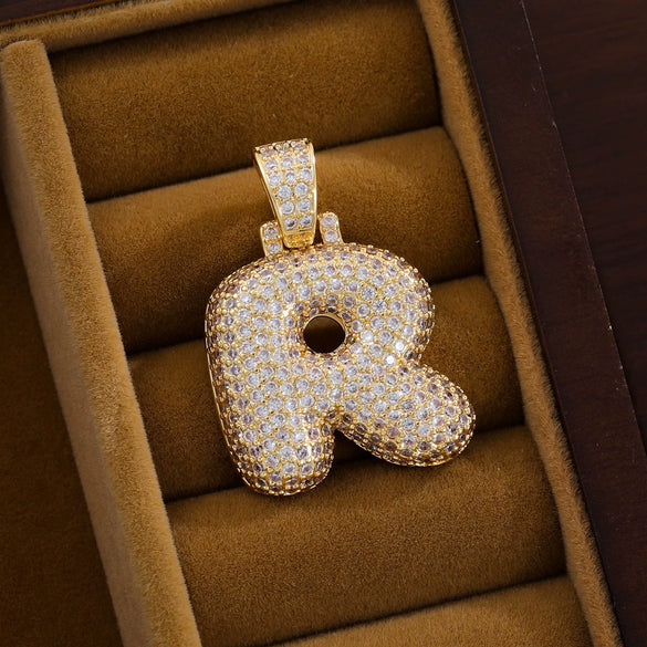 Wholesale Jewelry Copper Inlaid Zircon Letter Hiphop Necklace Pendant
