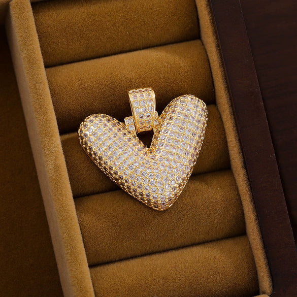 Wholesale Jewelry Copper Inlaid Zircon Letter Hiphop Necklace Pendant