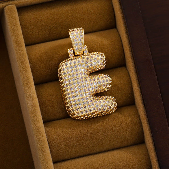 Wholesale Jewelry Copper Inlaid Zircon Letter Hiphop Necklace Pendant