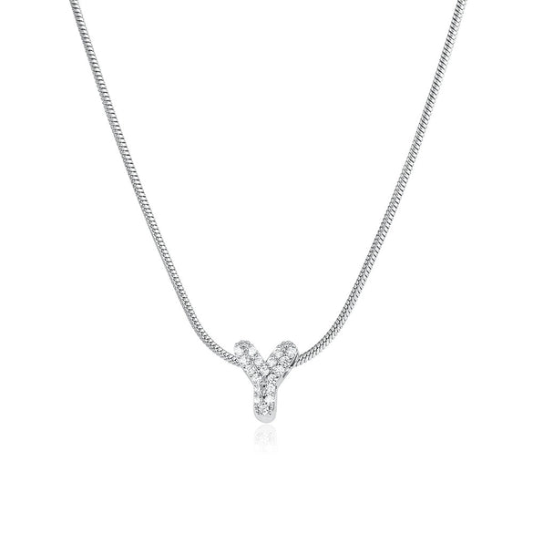 Wholesale Jewelry Copper Inlaid Zircon Letter Pendant Necklace Light Luxury Style