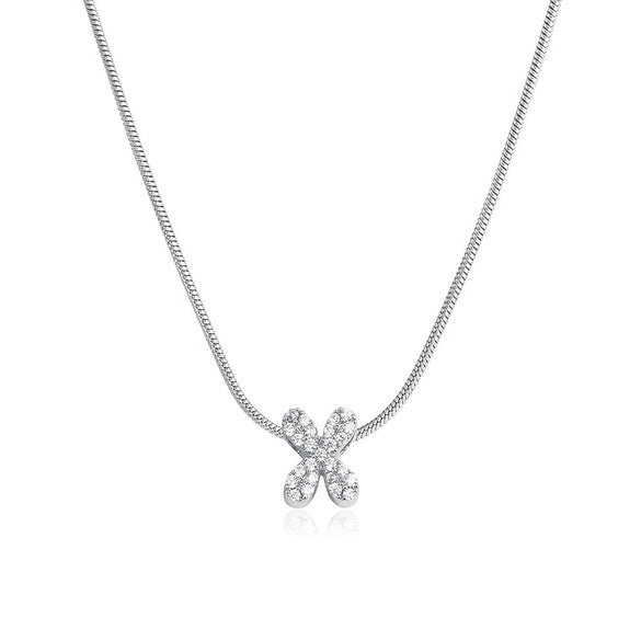 Wholesale Jewelry Copper Inlaid Zircon Letter Pendant Necklace Light Luxury Style