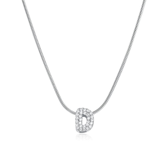 Wholesale Jewelry Copper Inlaid Zircon Letter Pendant Necklace Light Luxury Style