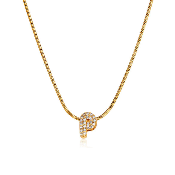Wholesale Jewelry Copper Inlaid Zircon Letter Pendant Necklace Light Luxury Style