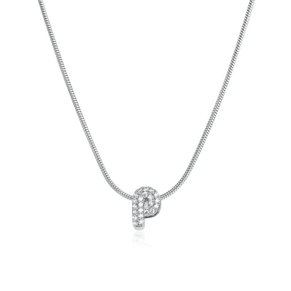 Wholesale Jewelry Copper Inlaid Zircon Letter Pendant Necklace Light Luxury Style