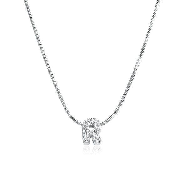 Wholesale Jewelry Copper Inlaid Zircon Letter Pendant Necklace Light Luxury Style