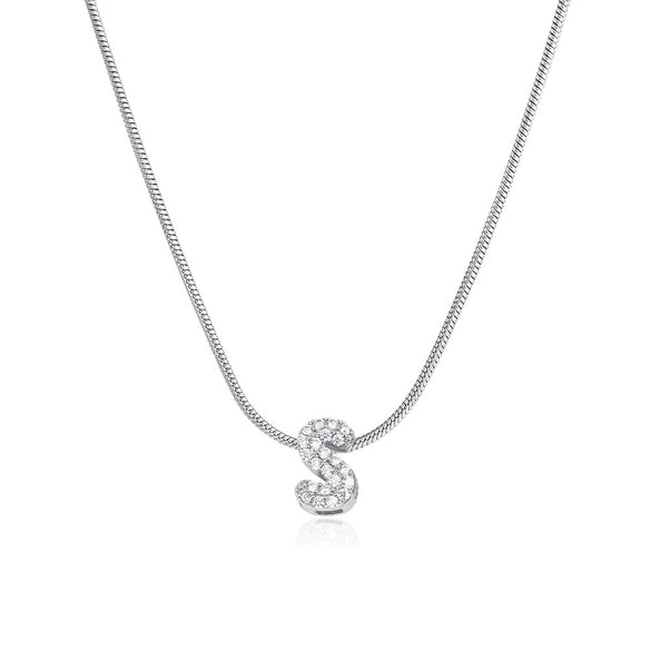 Wholesale Jewelry Copper Inlaid Zircon Letter Pendant Necklace Light Luxury Style